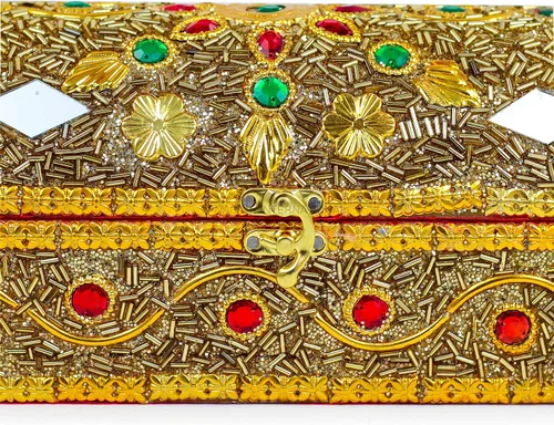 Miniatura 3 de Nagina International - Caja de almacenamiento y organizador de joyas para novia, portátil, para guardar anillos, collares, brazaletes, Madera, Dorado