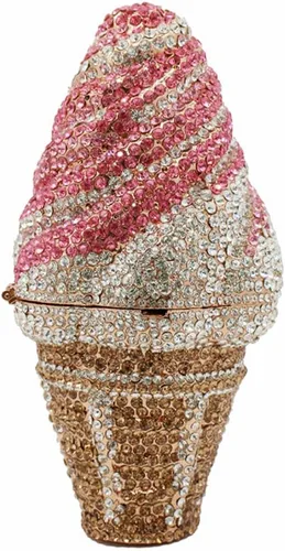 DJBM Bonito Bolso de Mano con Diamantes de Imitación en Forma de Cupcake, Bolso de Noche con Cristales de Diamante para Mujeres, para Fiesta, Boda,