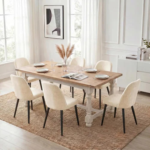 Miniatura 20 de Juego de 2 sillas de comedor tapizadas, sillas de comedor de tela moderna de mediados de siglo, sillas de cocina con asiento acolchado y patas