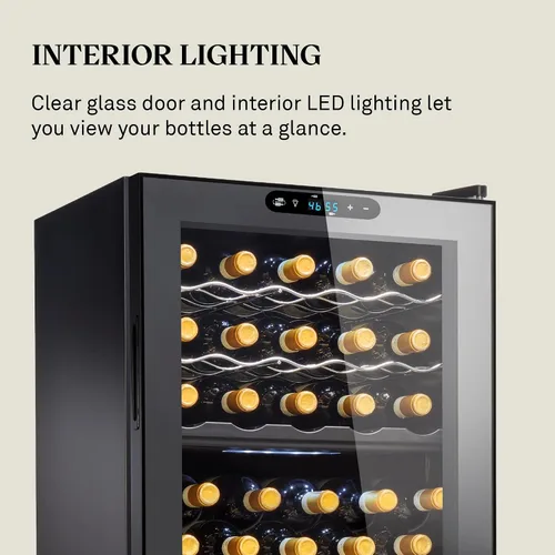Miniatura 3 de Wine Enthusiast Enfriador de vino con compresor MAX de doble zona de 32 botellas, mini refrigerador independiente con pantalla táctil digital