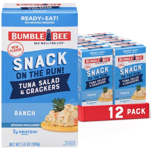 Miniatura 18 de Bumble Bee Snack On The Run - Kit de ensalada de atún original con galletas saladas, paquete de bocadillos de proteína listo para comer, 8g