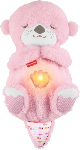 Miniatura 9 de Fisher-Price Juguetes para bebés Soothe ‘n Snuggle Mono púrpura de peluche máquina de sonido portátil con movimiento de respiración y luces