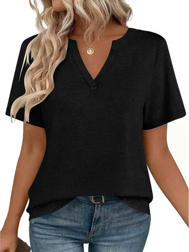 Miniatura 33 de Zeagoo Camisetas de manga corta con cuello en V para mujer, bonitas, elegantes, casuales, para negocios, trabajo, blusa