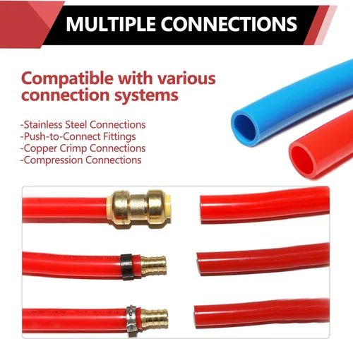 Miniatura 5 de EFIELD Tubo Pex-b de 1/2 pulgada y 2 x 50 pies, certificado NSF para agua potable, agua caliente/fría, azul y rojo de 100 pies de longitud