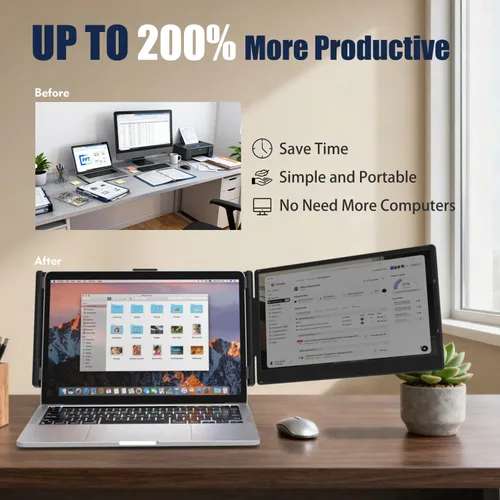 Miniatura 2 de KEFEYA Extensor de pantalla para laptop, 14 pulgadas, 1080P FHD IPS, extensor de monitor de computadora portátil para oficina en casa, monitor
