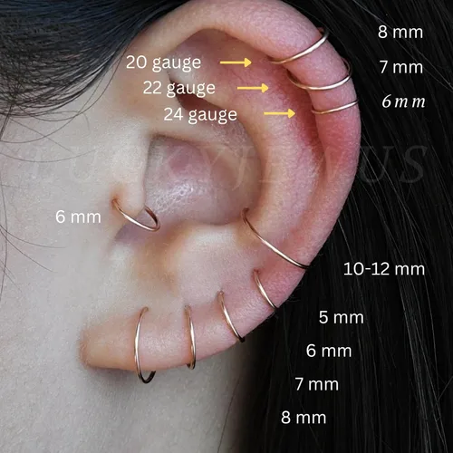 Miniatura 4 de 14k Rose Gold Filled Mini Huggie Hoop Earrings for Women Girls
