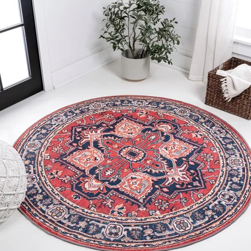Miniatura 8 de JONATHAN Y Alfombra circular lavable a máquina de 2 x 8 pies, medallón grande adornado Cirali para sala de estar, dormitorio, cocina, oficina, fácil