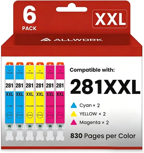 Miniatura 14 de ALLWORK 280XXL 281XXL Compatible con cartuchos de tinta Canon 280 y 281 PGI-280XXL CLI-281XXL para Canon TR8620a Cartuchos de tinta para Pixma