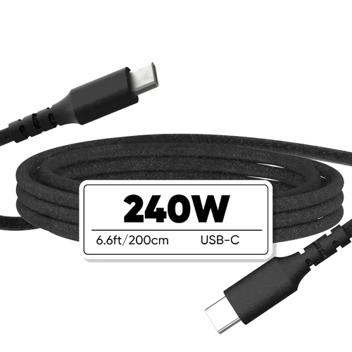 Miniatura 7 de Cable USB C de 240 W, cable USB C a USB C de 1.6 pies, cable de nailon trenzado de alta elasticidad tipo C 5A, cable de carga rápida compatible