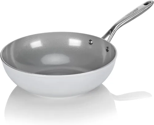 Miniatura 8 de TECHEF - CeraTerra, sartén de cerámica antiadherente multiusos de 5 cuartos / 12 pulgadas con tapa, exterior e interior de cerámica libre de PTFE