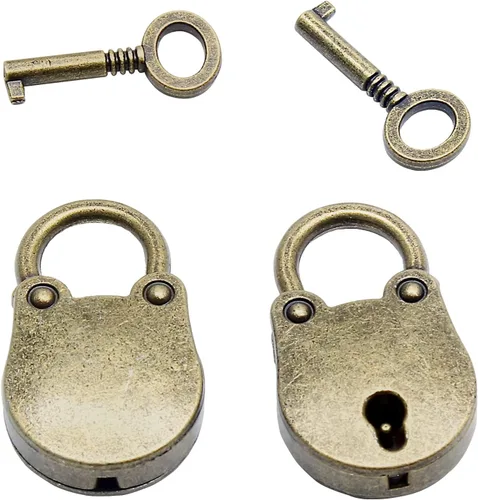 Litoexpe Candado antiguo de bronce de metal pequeño con llave, cerradura de estilo vintage para caja de joyería, caja de almacenamiento, libro de