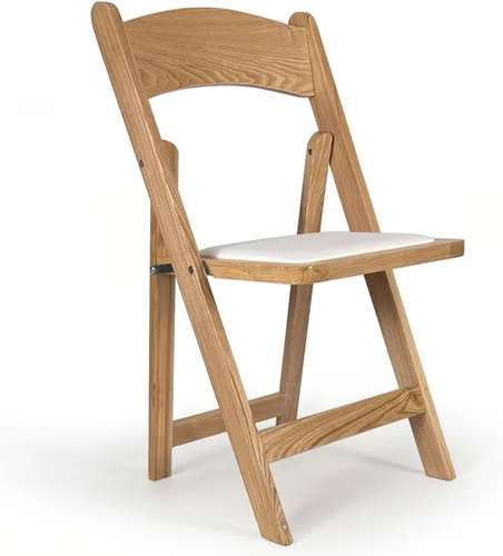 Miniatura 15 de Silla plegable de madera con asiento acolchado, asientos comerciales apilables para eventos en interiores y exteriores, fiestas, bodas, banquetes