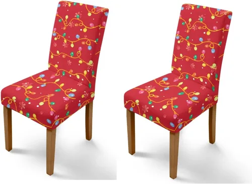 Miniatura 19 de HUGS IDEA Yellow Floral Chair Covers for Dining Room Set of 2 Flowers Kitchen Chair Covers Washable Dining Chairs Slipcovers Cubre Sillas