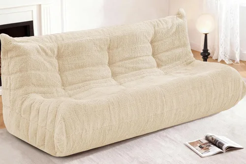Miniatura 45 de Puf para adultos, silla puf grande, sillón con relleno de espuma viscoelástica para el hogar, apartamento o sala de juegos, gris afelpado Felpa gris