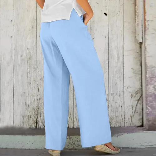 Miniatura 3 de Womens Soft Solid Color Loose Pockets Outdoor Pants Long Elastic Trousers Womens Work Pants Office Casual Curvy