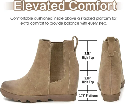 Miniatura 2 de Athlefit Women's Wedge Boots Comfortable Ankle Wedge Booties