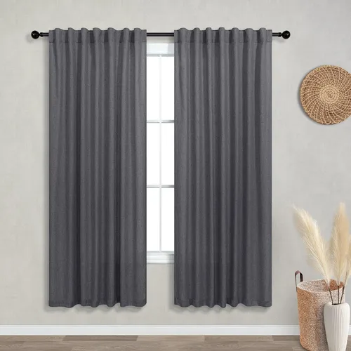 Miniatura 113 de KOUFALL Cortinas de lino azul marino de 84 pulgadas de largo, cortinas transparentes azul oscuro para sala de estar y dormitorio, medianoche