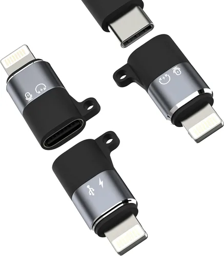 OTG Audio - Adaptador USB C a Lightning para iPhone 14 13 Pro Max (paquete de 3) para Apple tipo C hembra iluminación macho cable cargador móvil
