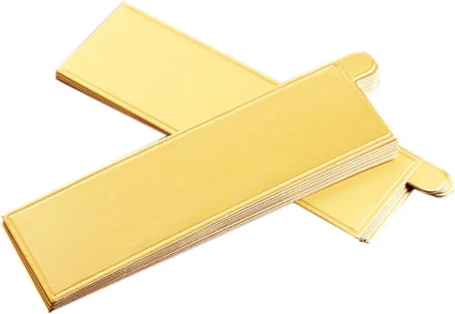 Miniatura 5 de 100 mini tablas para tartas de 5.12 x 1.57 pulgadas, juego de cartón rectangular dorado de barra larga, base para cupcakes, bandeja para exhibidores