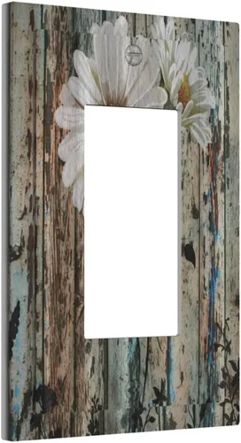 Miniatura 12 de Placa de pared decorativa con hojas de palmera tropicales de oro blanco, hoja de plátano, doble interruptor de luz de palanca decorativa, placa