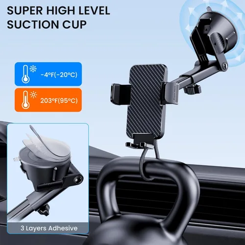 Miniatura 6 de GUWEZ Soporte de teléfono para tu automóvil [base ultra fuerte de succión de grado militar] Soporte de teléfono celular 3 en 1