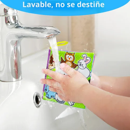 Miniatura 4 de OKOOKO 12 libros suaves para bebés, libros de tela suave, juguetes de baño, arrugados, lavables, no tóxicos, educación temprana, juguete