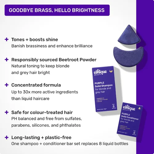 Miniatura 2 de Barra de Acondicionador Morado Ethique para tonificar cabello cobrizo - Sin plástico, sin crueldad, vegano, 2.12 oz - Anteriormente Tone it Down