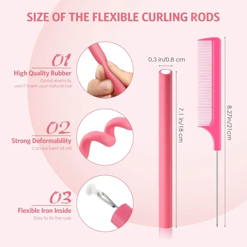 Miniatura 2 de WILLBOND - 60 piezas de varillas rizadoras de cabello flexibles sin calor, rodillos rizadores Twist Flexi para cabello largo y corto, para mujeres