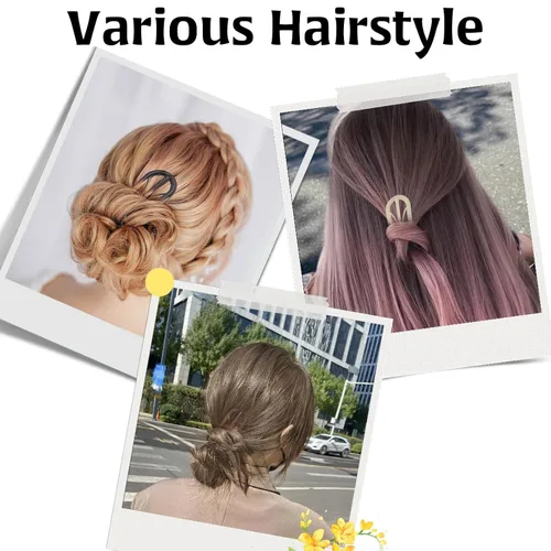 Miniatura 5 de 6 piezas de horquillas francesas, horquilla de cabello en forma de U estilo retro con dientes internos, horquillas francesas para el cabello