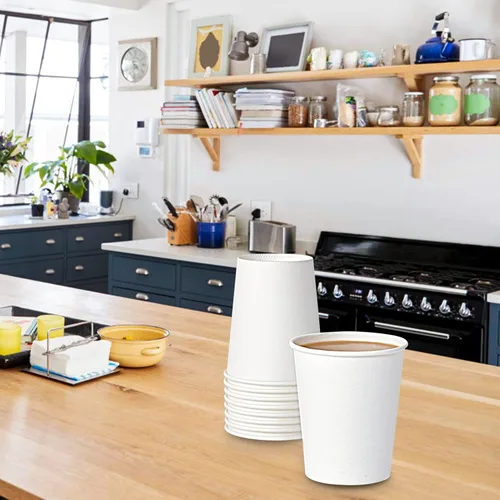 Miniatura 6 de Turbo Bee Paquete de 300 tazas de papel de 8 onzas, taza de café desechable, tazas de agua de papel blanco, vasos para bebidas calientes/frías