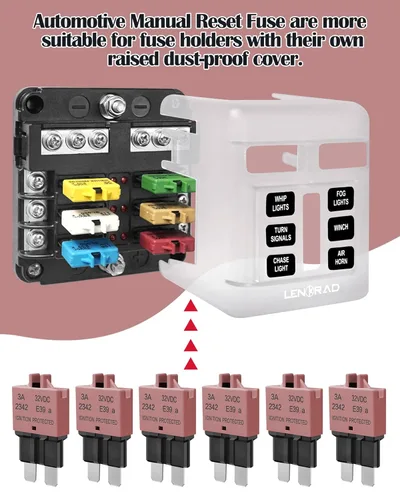 Miniatura 5 de Fúsible de hoja estándar reajustable 3A ATC para automotriz ATO, fusibles manuales de reinicio, disyuntor de hoja de reinicio manual para barco