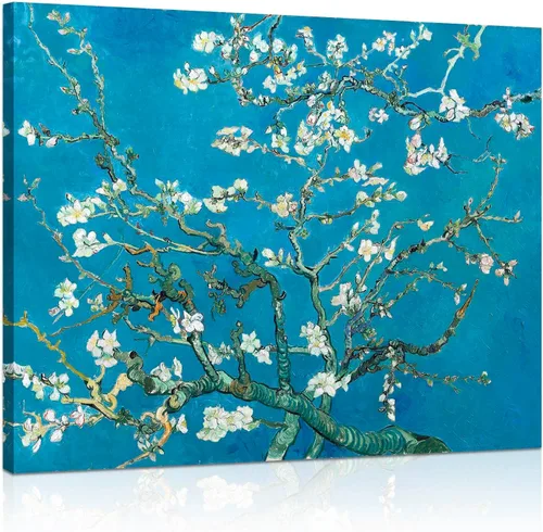 Van Gogh Arte de Pared en Lienzo: Reproducción de Pintura al Óleo Almendro en Flor Imagen de Flores Decoración de Habitación, Impresiones de Arte