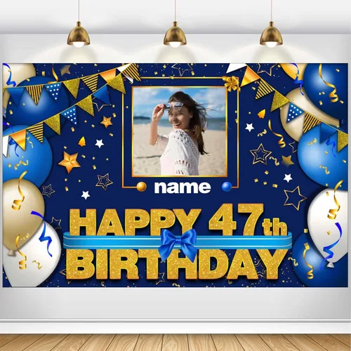 Miniatura 116 de Pancarta Personalizada de Decoraciones de Feliz Cumpleaños 101 - Telón de Fondo de 101 Años para Mujeres Hombres Niños Niñas Suministros de Fiesta