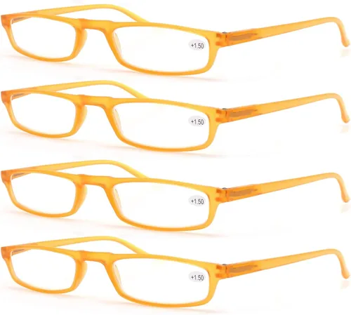 Miniatura 13 de MODFANS Gafas de lectura para mujeres y hombres, montura estrecha ligera con acabado brillante, bisagra de resorte flexible, elegantes lentes