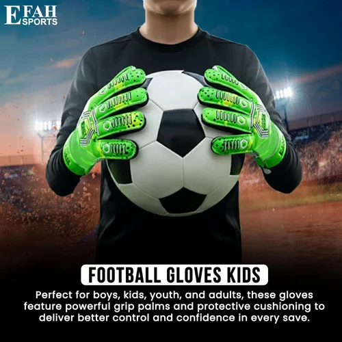 Miniatura 5 de Guantes de portero de fútbol para niños y jóvenes, guantes de portero de fútbol con palmas de agarre fuerte Verde