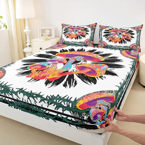Miniatura 27 de Erosebridal Southwestern - Sábanas de cama bohemias aztecas, tamaño individual, sábanas hippie de cachemira, ropa de cama de estilo exótico, funda