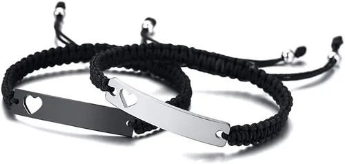 Miniatura 6 de XUANPAI Personalized Handmade Braided Bracelet with Hollow Heart Symbol Adjustable Rope Woven Bangle for Couple