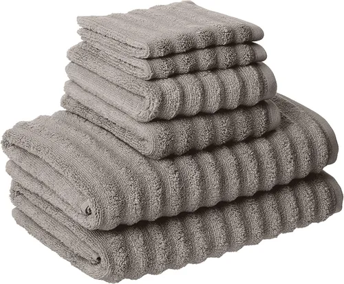 Amrapur Overseas - Colección de spa de lujo | Juego de 6 toallas de secado rápido ultrasuaves de 550 GSM, 100% algodón peinado ondulado [gris]