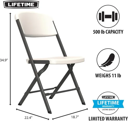 Miniatura 3 de LIFETIME Sillas plegables, silla plegable resistente contorneada para mayor comodidad, paquete de 4