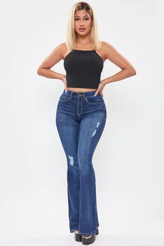Miniatura 2 de YMI Pantalón de mezclilla clásico de tiro alto para mujer de talla alta, entrepierna larga