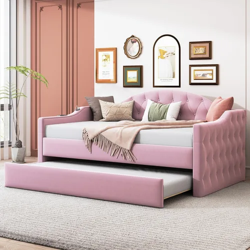 Miniatura 10 de Bellemave Cama nido de tamaño completo con cama corrediza, sofá cama, cama nido con cama corrediza para adultos, niños, niñas, adolescentes, cama