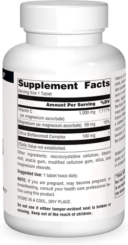 Miniatura 3 de Source Naturals Ascorbato de magnesio, vitamina C suave no ácida, 1000 mg - 120 tabletas