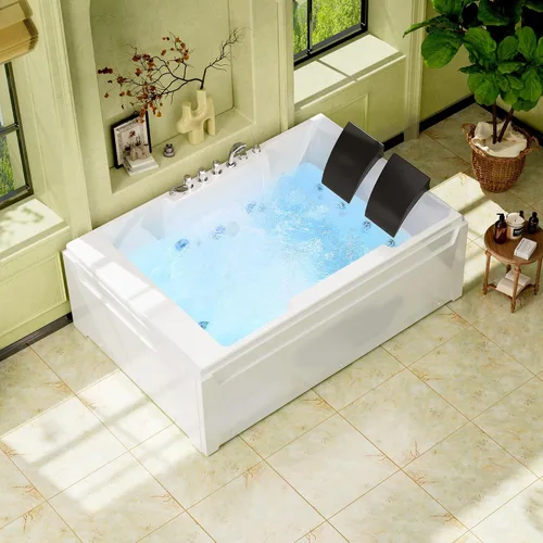 Miniatura 3 de Empava 1125W Tina de hidromasaje, tina con chorros de 72" x 48" para 2 personas, hidromasaje y cromoterapia, certificada por ETL, delantal de 3