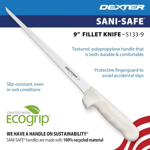 Miniatura 4 de Dexter-Russell Sani-Safe S133-9-PCP - Cuchillo de filete estrecho de 9 pulgadas con mango de polipropileno, acero Dexsteel de alto carbono