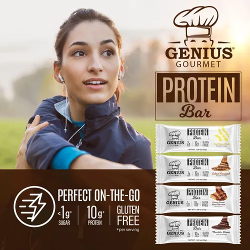 Miniatura 7 de Genius Gourmet Barra de proteínas, sueño de chocolate, aperitivo Keto, bajo en carbohidratos, bajo en azúcar y sin gluten, aperitivos de proteínas