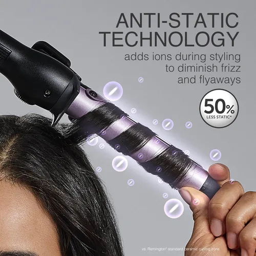 Miniatura 3 de Remington Rizador con clip antiestático de 1 pulgada con protección de titanio, calentamiento rápido, barril de cerámica para rizos clásicos suaves