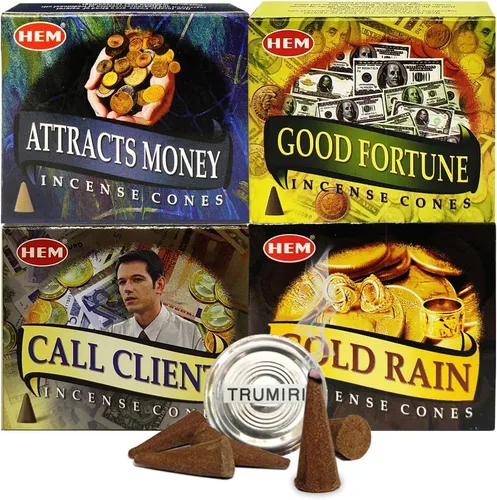 Miniatura 12 de Paquete variado de conos de incienso y soporte de lluvia dorada de Hem Trumiri Insense Insence Atracts Money Good Fortune