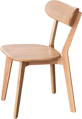 Miniatura 12 de Silla de comedor de madera maciza blanca, silla de comedor de roble de grado FAS individual, respaldo curvado resistente y diseño exterior de pata