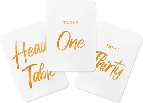 Miniatura 10 de Sutter Signs Juego de tarjeteros dorados para mesa de boda del 1 al 30 Elegantes letreros de mesa para recepciones de boda