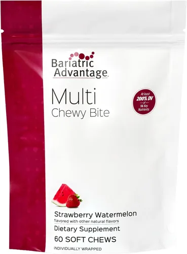 Bariatric Advantage - Multivitamínico masticable múltiple para pacientes bariátricos, bypass gástrico, manga bariátrica, 60 unidades, sin gluten,